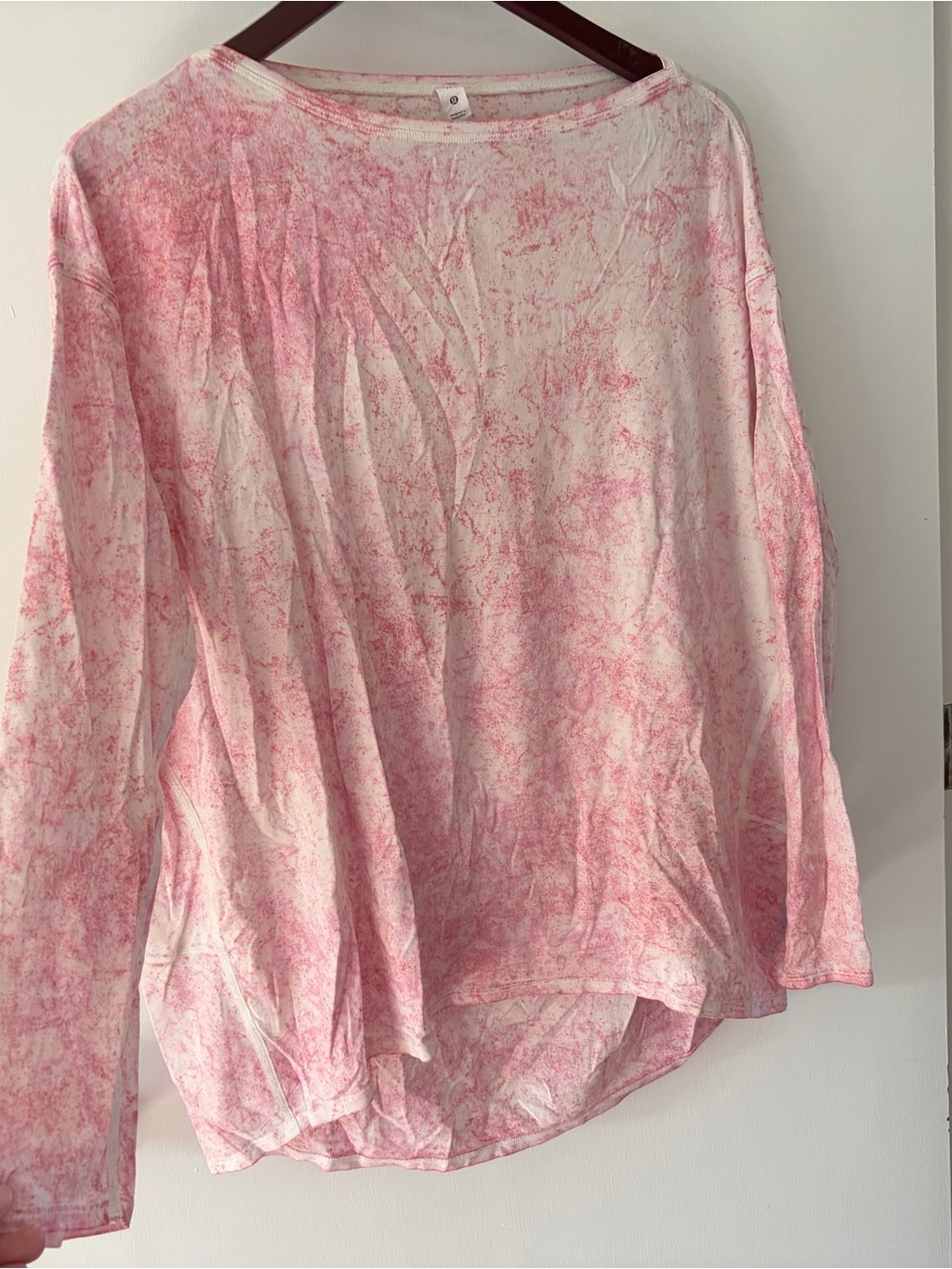 Lululemon Women's Long Sleeve Pink Marble Print Top